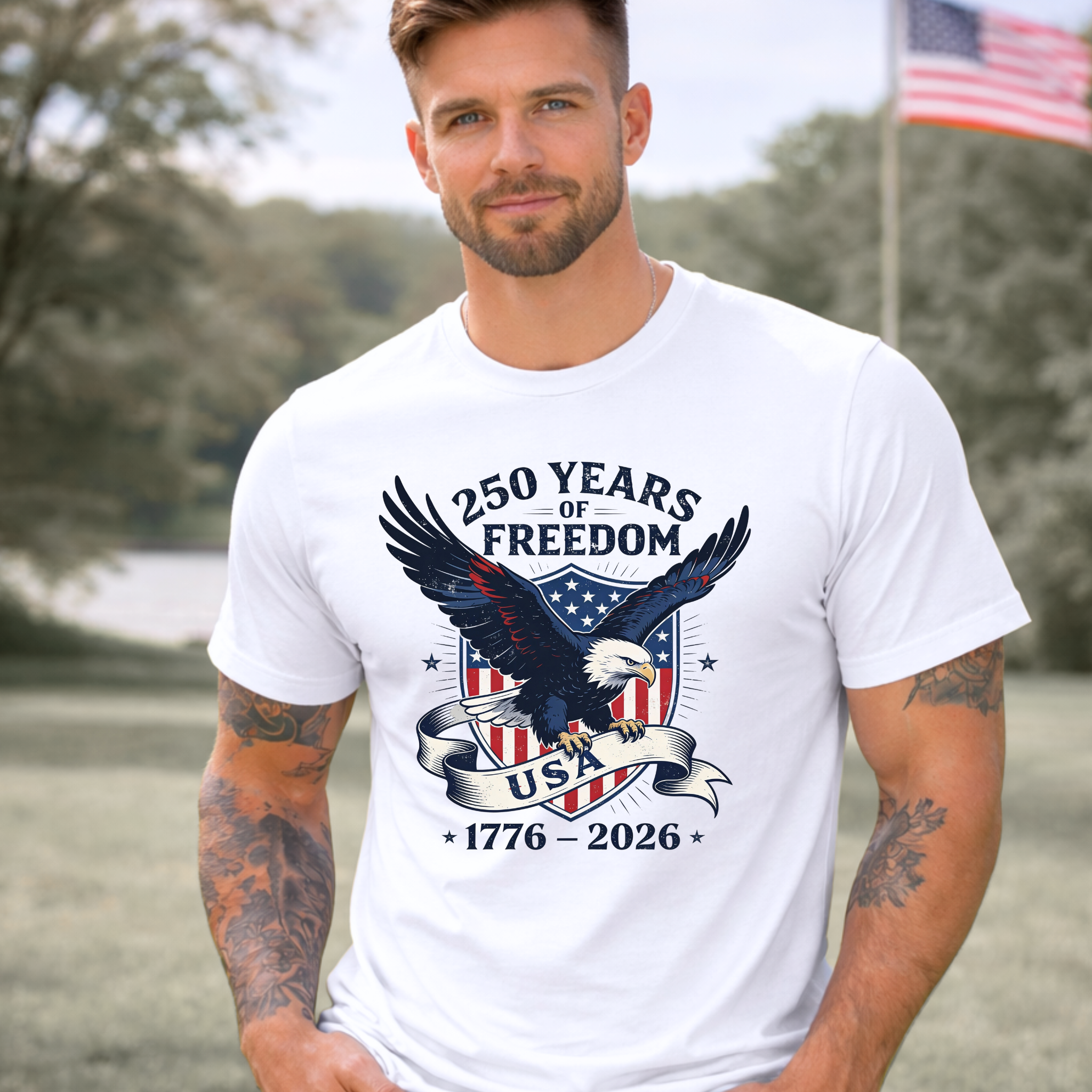 America 250 Eagle Patriotic Men's T-Shirt, Sweatshirt & Hoodie – 1776–2026